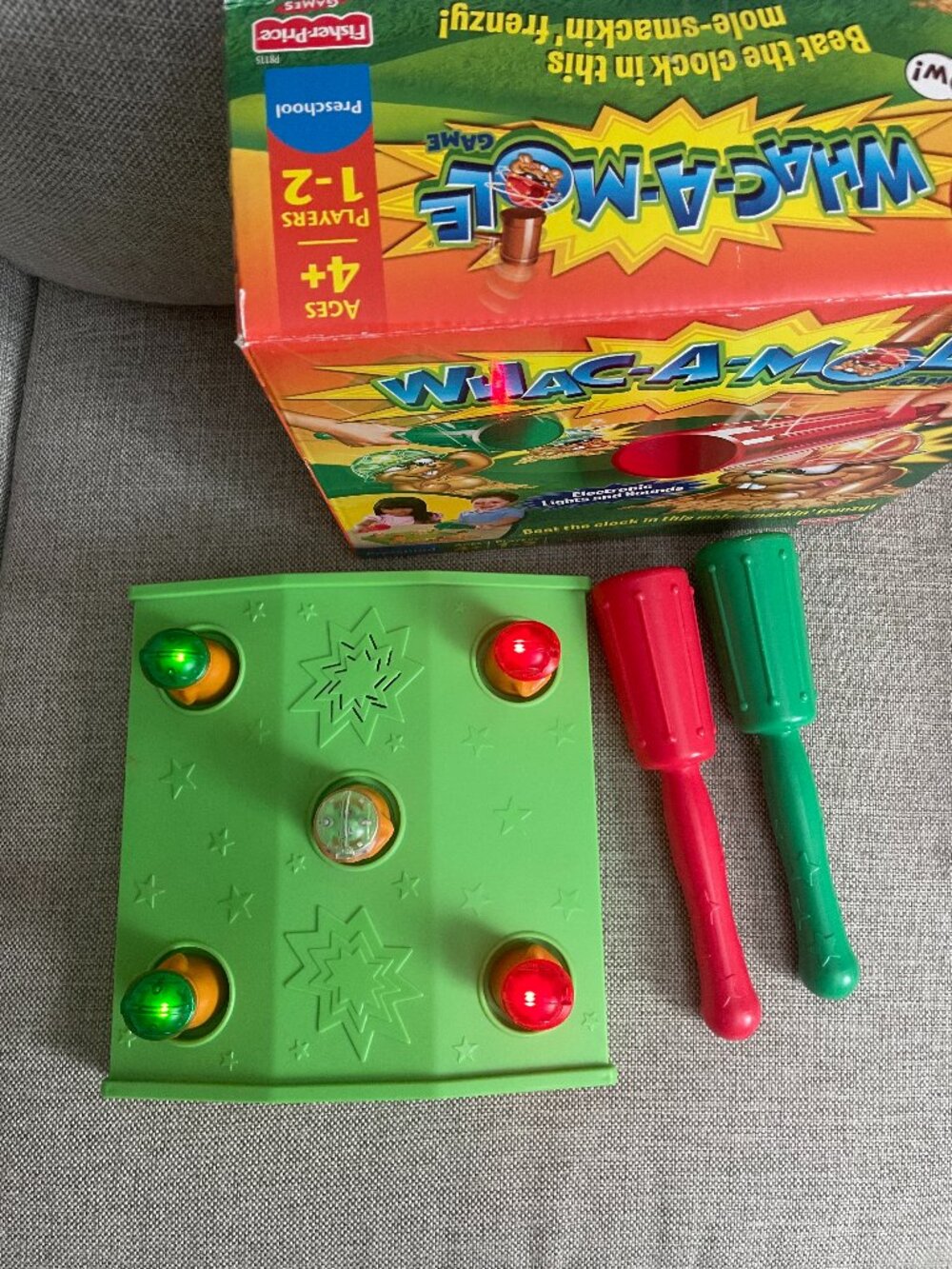 2009 Fisher Price Whac-A-Mole Electronic Game With Lights Sounds & 2 Mallets